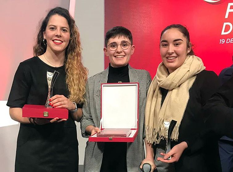 Silvia Aguete, Antía Pérez e Caridad García na Gala de Fútbol Sala da RFEF