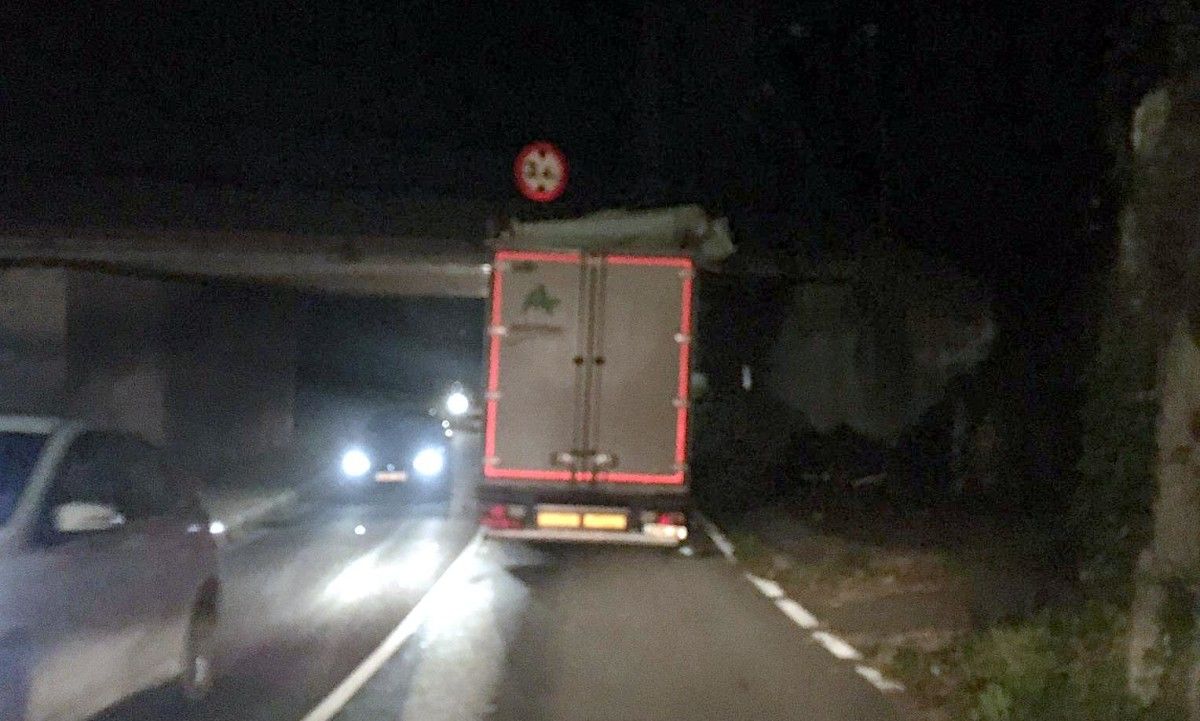 El camión que impactó contra el puente de Alba