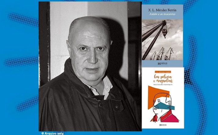 El autor Xóse Luis Méndez Ferrín y las dos obras reeditadas