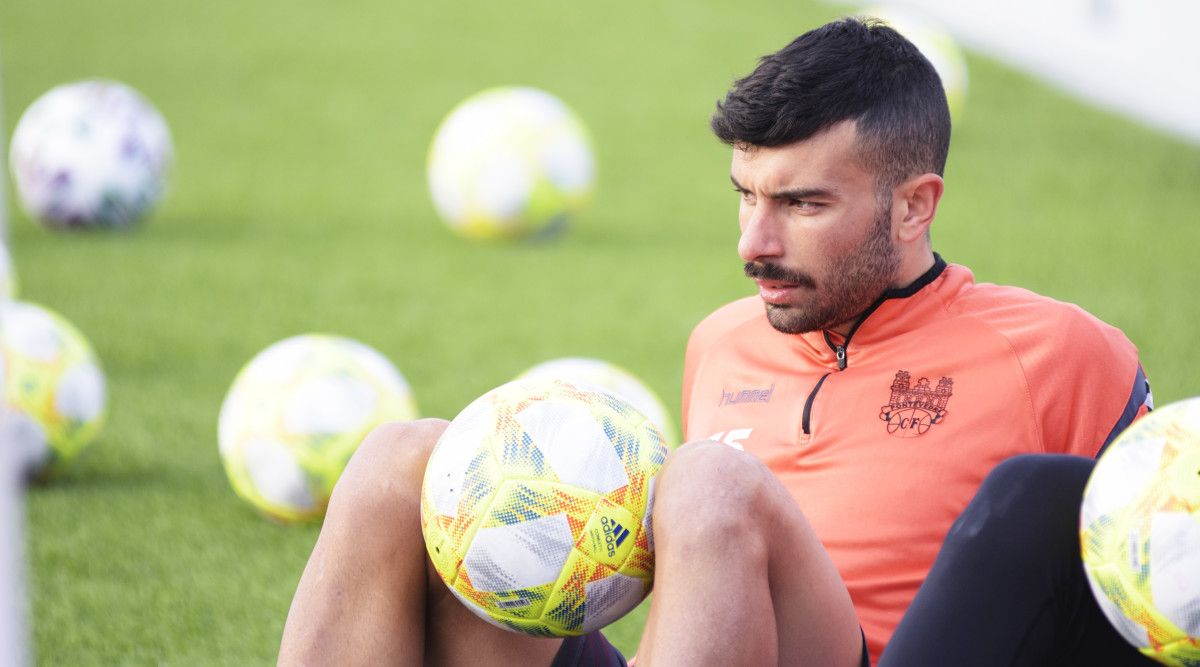 Jose García no seu primeiro adestramento co Pontevedra CF