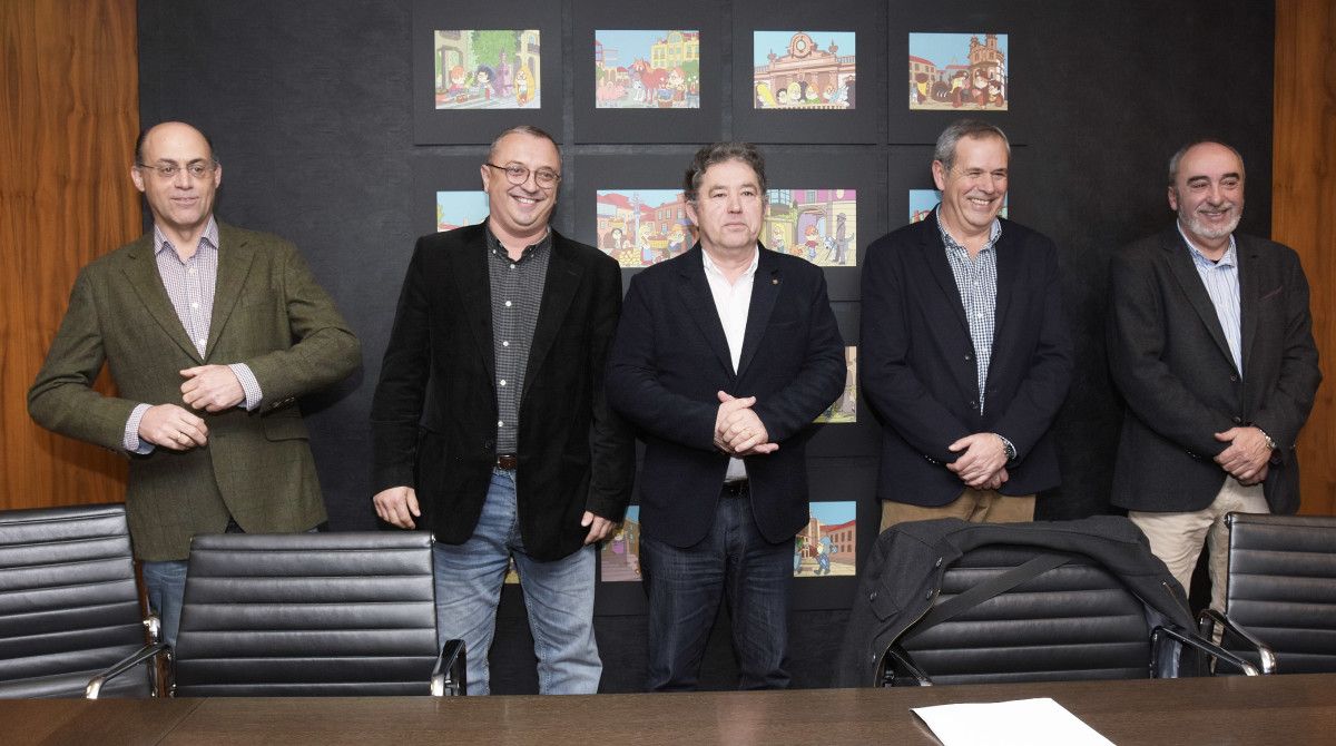 Reunión dentre el alcalde de Pontevedra y los cuatro directores generales