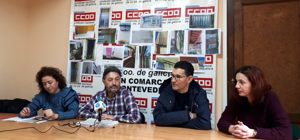 Representantes de CC.OO. en la Ciudad Infantil Príncipe Felipe con el secretario comarcal José Ramón Piñeiro