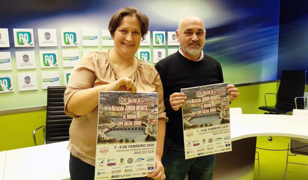 Amparo Porta e Tino Fernández presentan os campionatos galegos júnior e infantil de natación