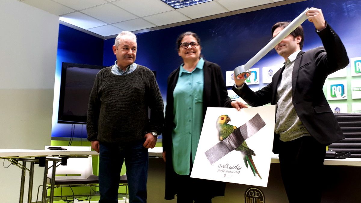 Florencio Chantrero, Carme da Silva e Kiko da Silva presentan o cartel do Entroido 2020