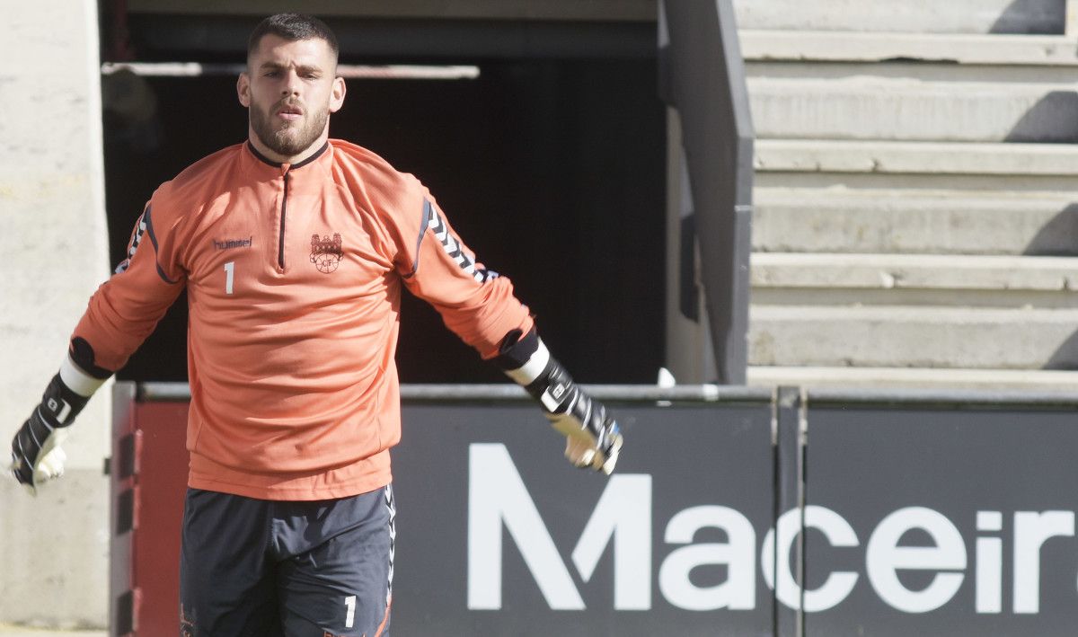 Edu Sousa, durante un adestramento do Pontevedra