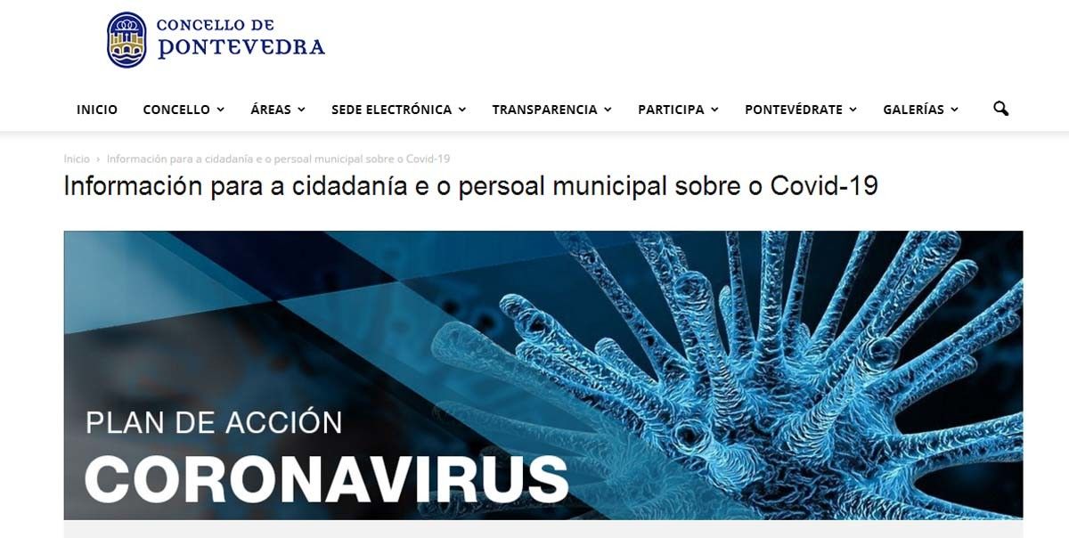 Web municipal sobre o coronavirus