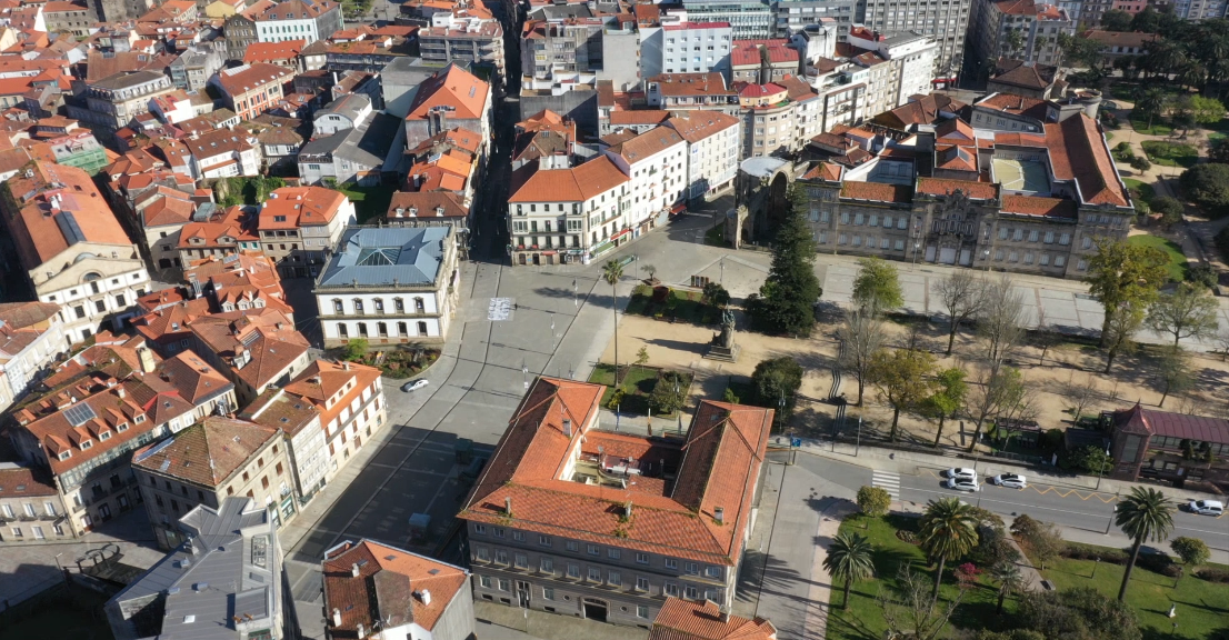 Imagen de la Pontevedra que muestra Andrés Arnedo en el vídeo grabado con su dron