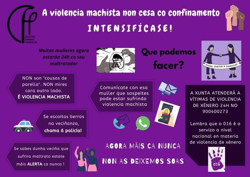 Cartel que explica cómo actuar ante la violencia machista durante el confinamiento