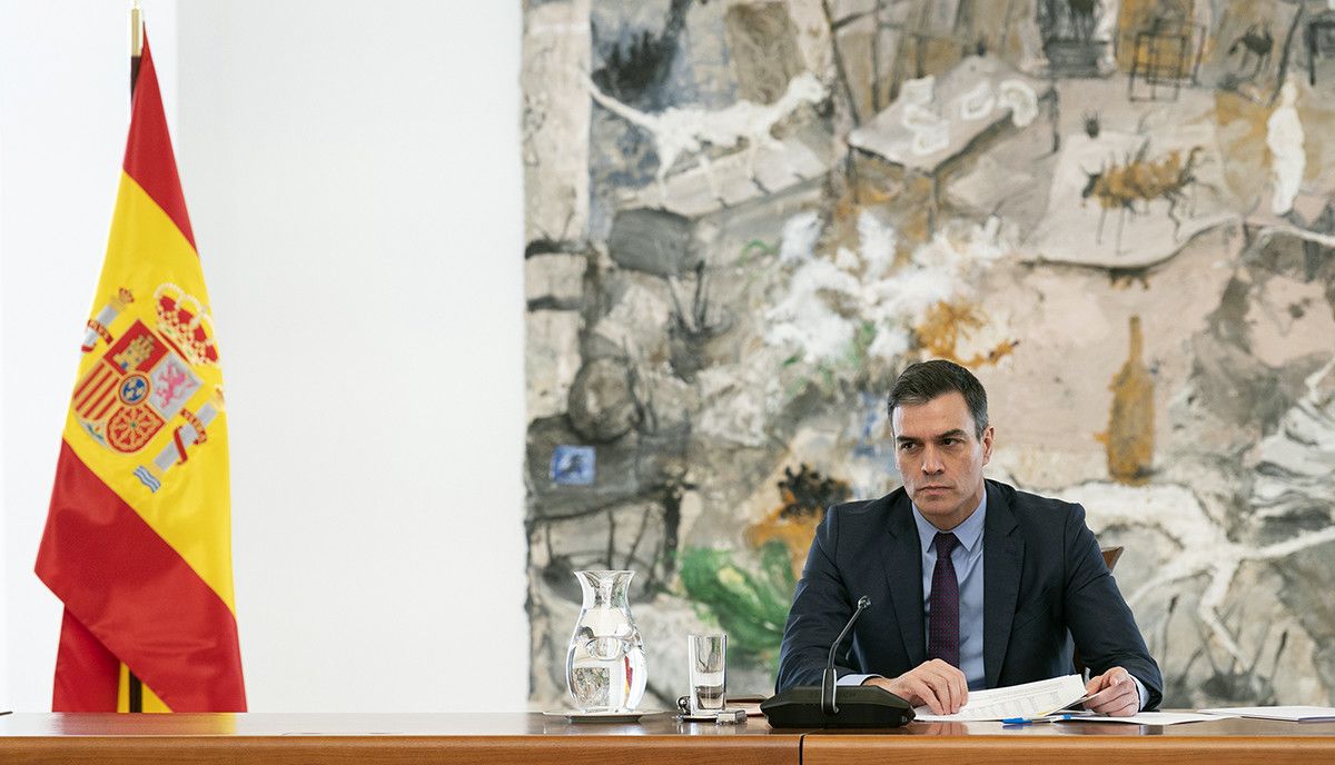 Pedro Sánchez, en la reunión del comité técnico sobre el coronavirus