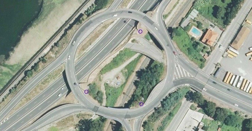 Plano da rotonda elevada do nó de Ence en  Mollabao que dá acceso á variante de Marín