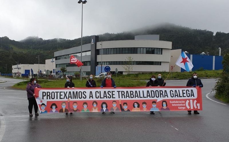 Protesta de la CIG en el polígono do Campiño con motivo del Día Mundial de Seguridad y Salud Laboral