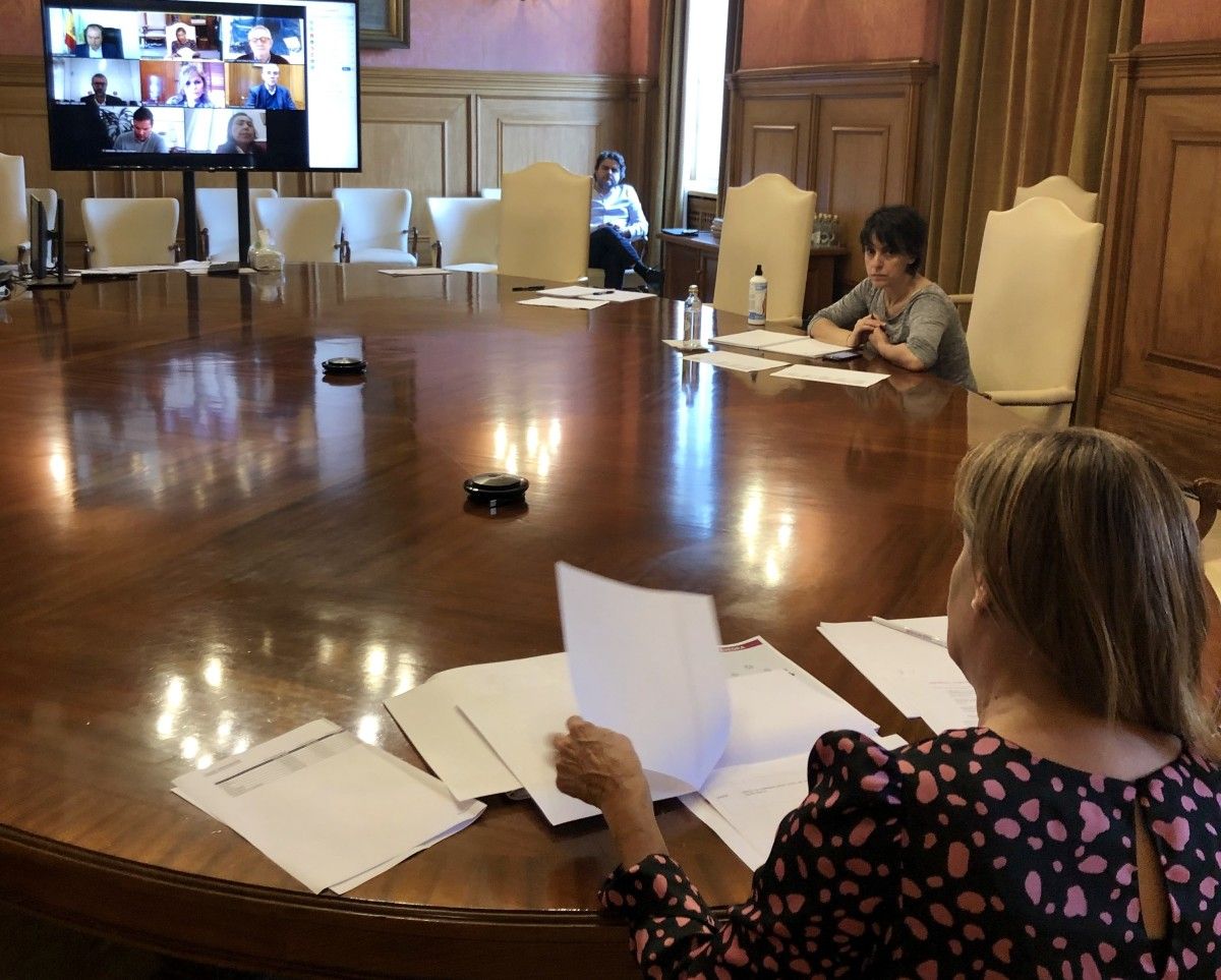 Reunión telemática de Carmela Silva con alcaldes de sete dos municipios más poboados da provincia