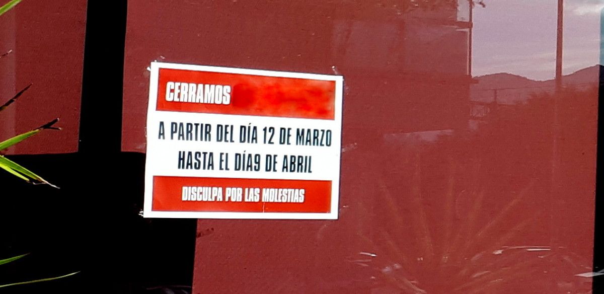 Cartel de peche dun local durante a corentena