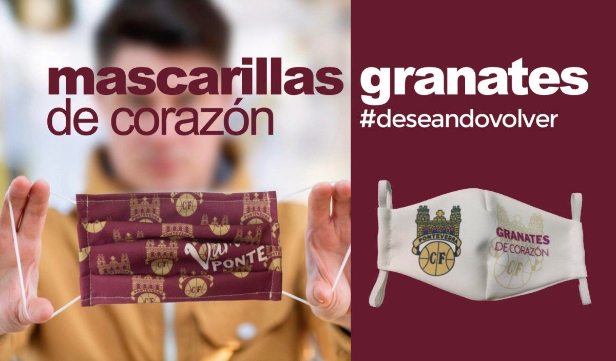 Máscaras que repartirá o Pontevedra CF entre os seus socios