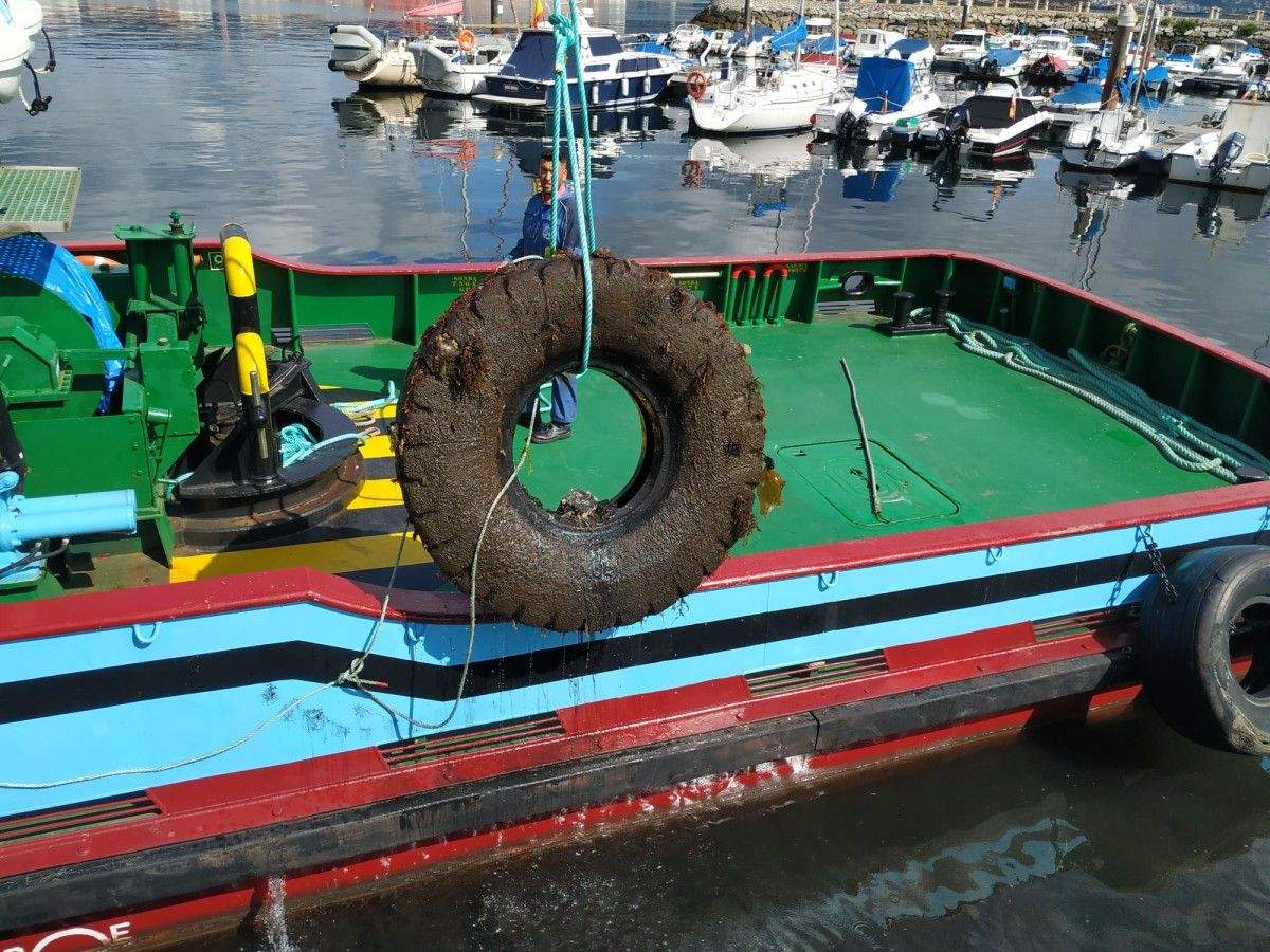 Residuos retirados del puerto de Marín