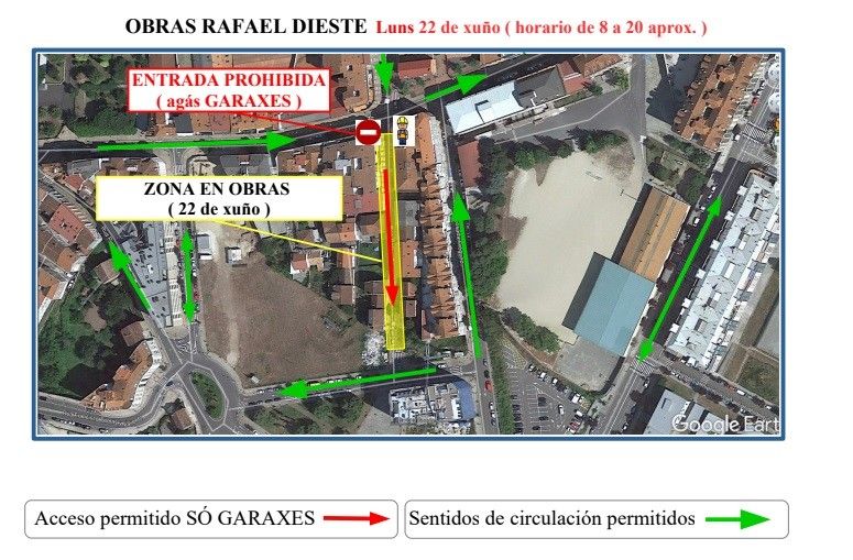 Planificación da circulación durante as obras na rúa Rafael Dieste
