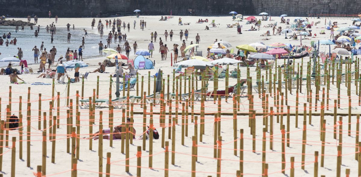Praia de Silgar coas áreas parceladas