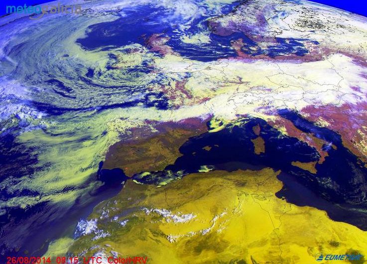 Imagen del satélite de MeteoGalicia durante este martes 26 de agosto