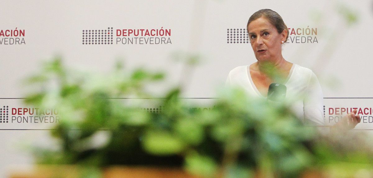 Carmela Silva, presidenta da Deputación, na comparecencia posterior á xunta de goberno
