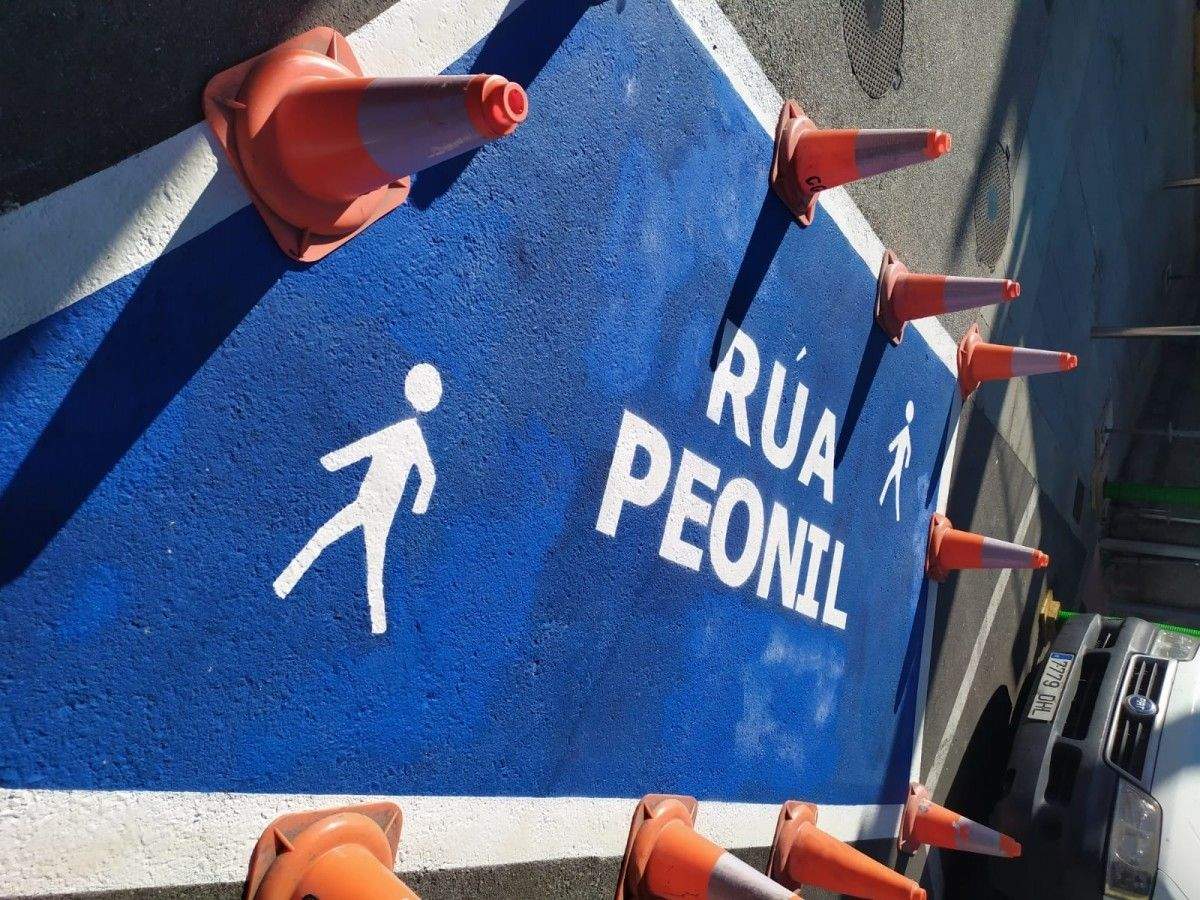 Nueva señalización horizontal en calles peatonales de O Grove