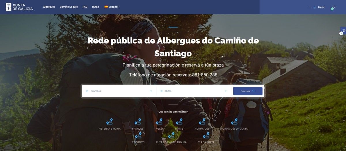 Plataforma online para reservar plaza en los albergues públicos del Camino de Santiago