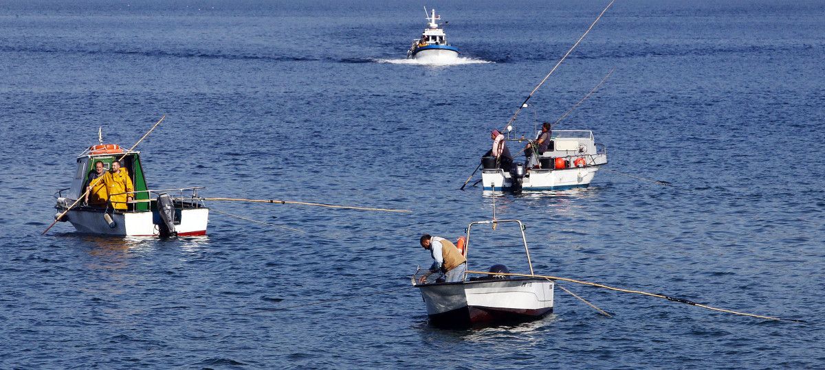 Mariscadores de a flote nos Praceres