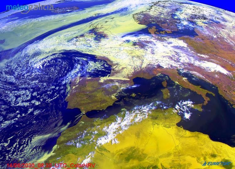 Imaxe do satélite de Meteogalicia durante este venres 14 de agosto