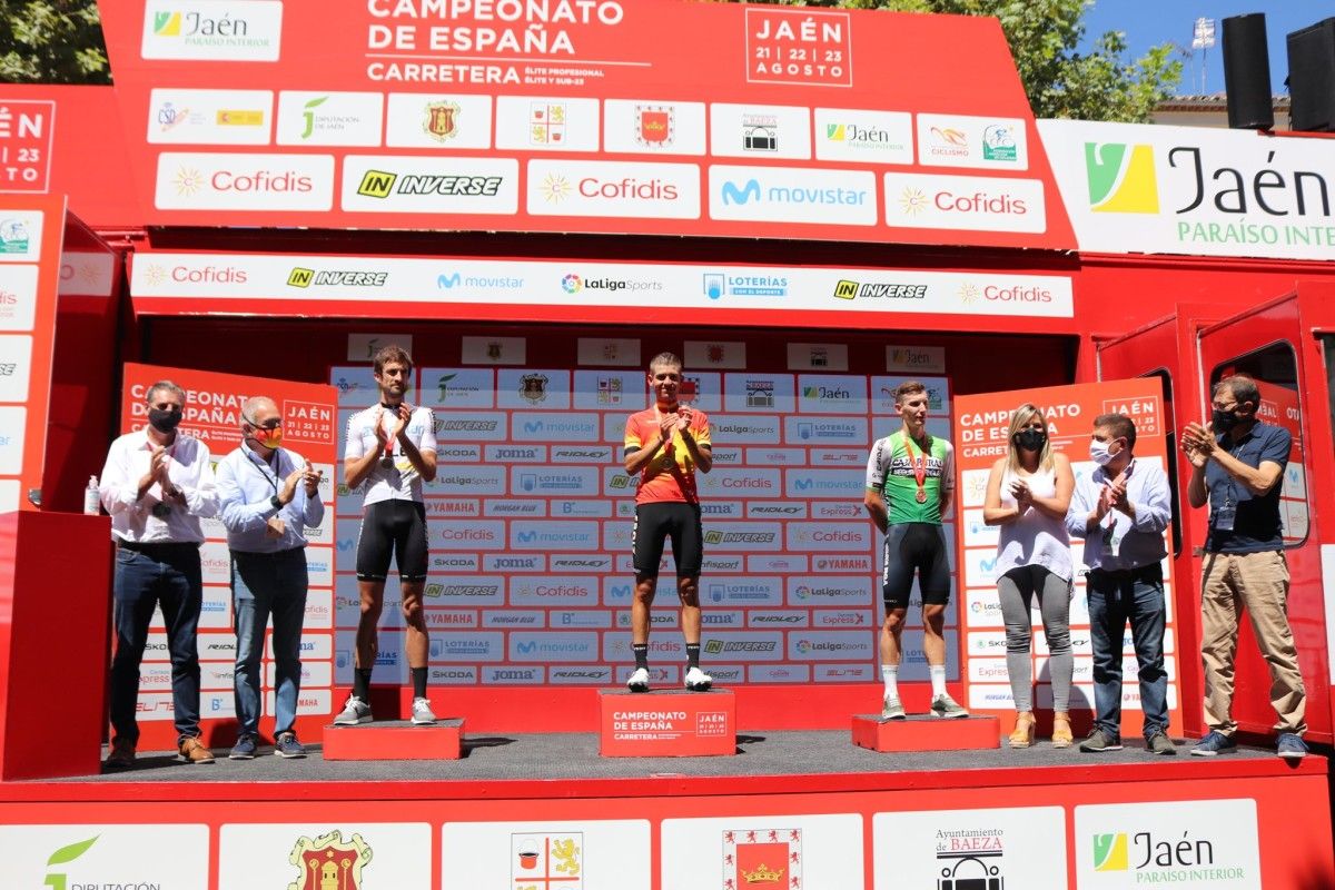 Samuel Blanco, ciclista do Supermercados Froiz, primeiro posto no Campionato de España en Jaén