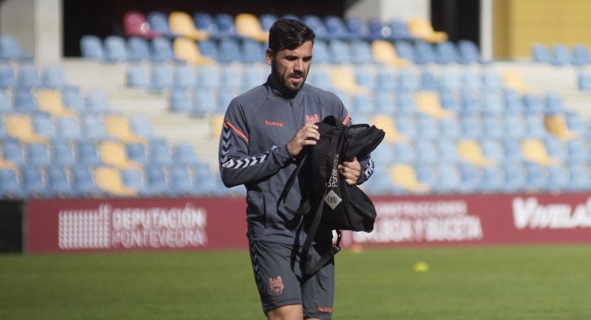 Jesús Ramos, durante un entrenamiento del Pontevedra