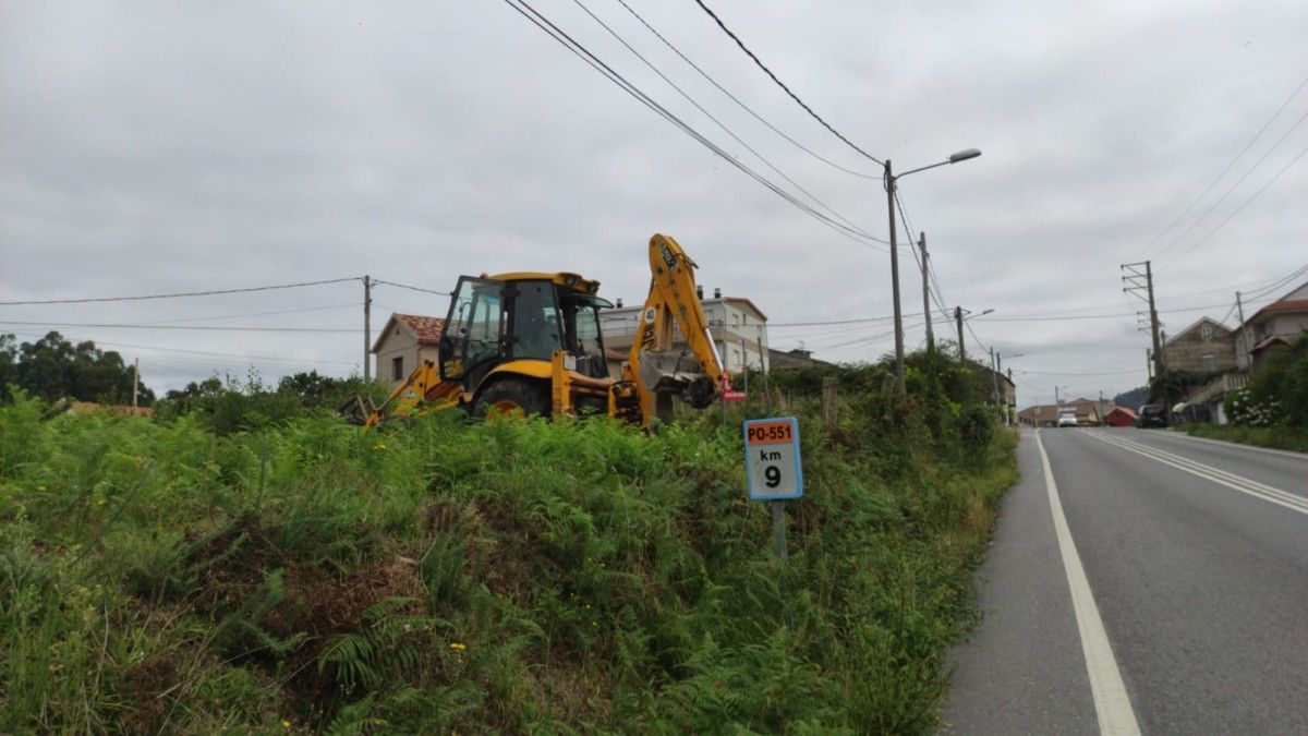 Inicio das obras na estrada PO-551 entre Bueu e Marín 