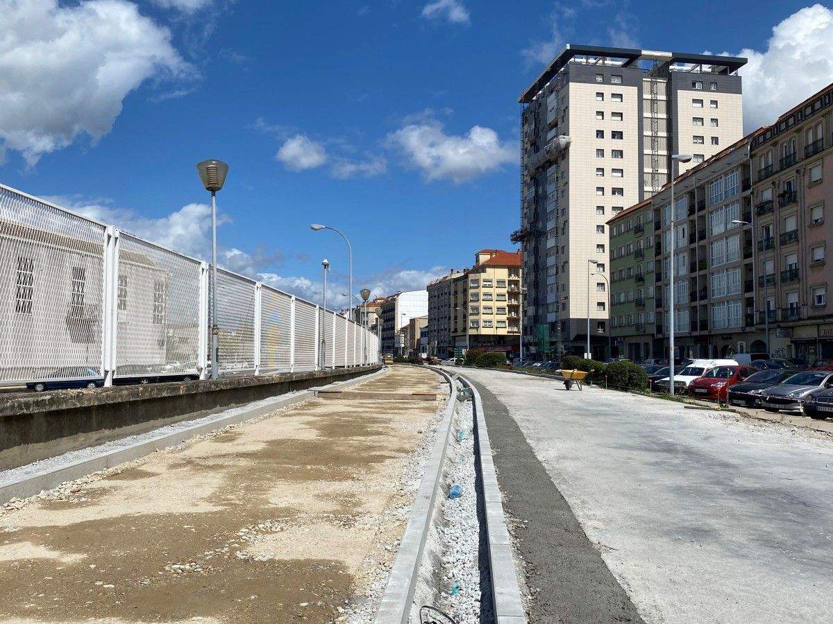 Obras de humanización e construcción do carril bici na Avenida de Ourense, en Marín