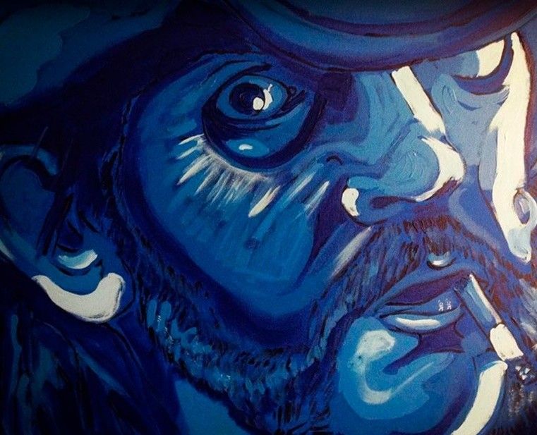 Unha das obras da exposición "Rock and Roll na Praza"