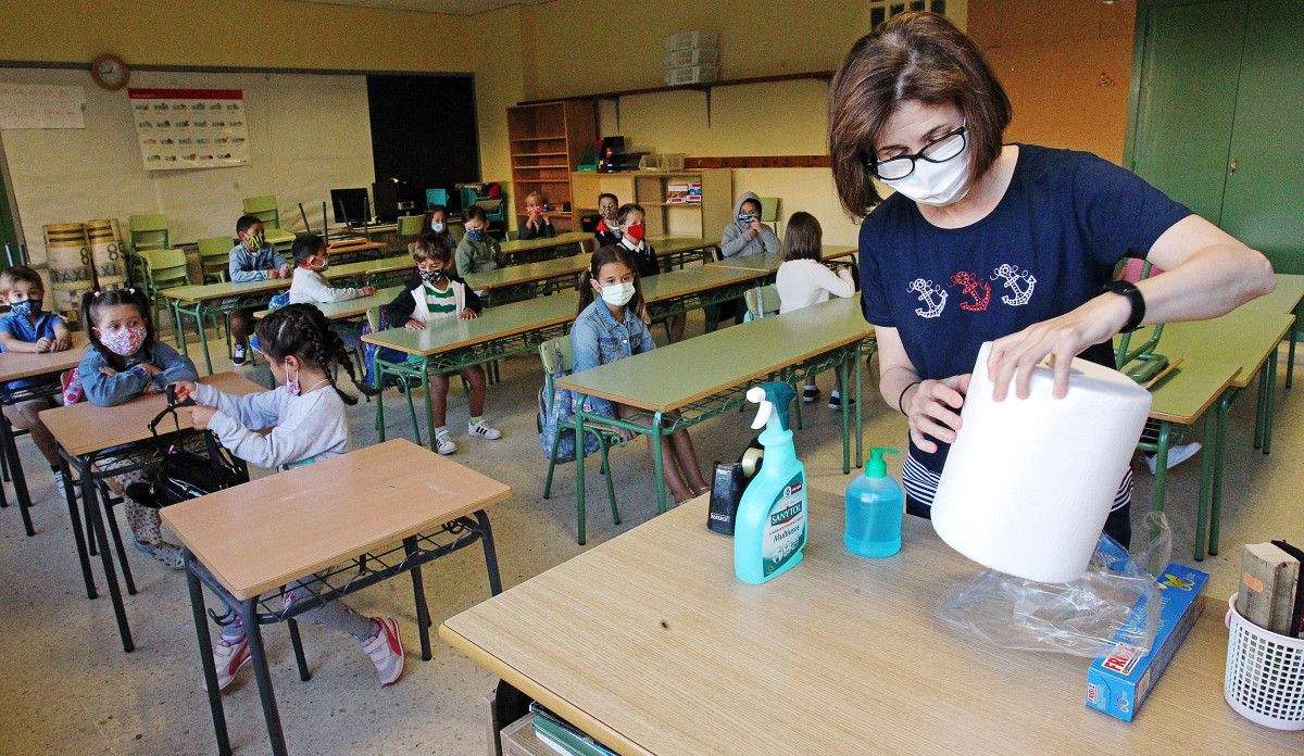 Primeiro día de colexio en Educación Primaria nunha xornada marcada pola posta en práctica do protocolo antiCovid-19