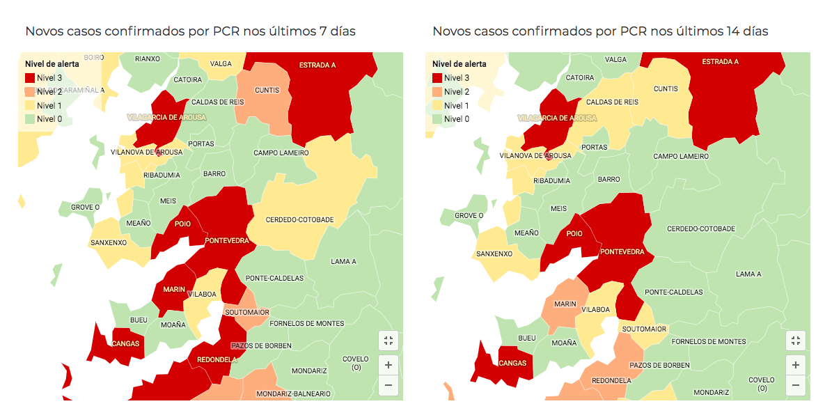 Mapa de alerta sanitaria de la Covid-19 el sábado 25 de octubre