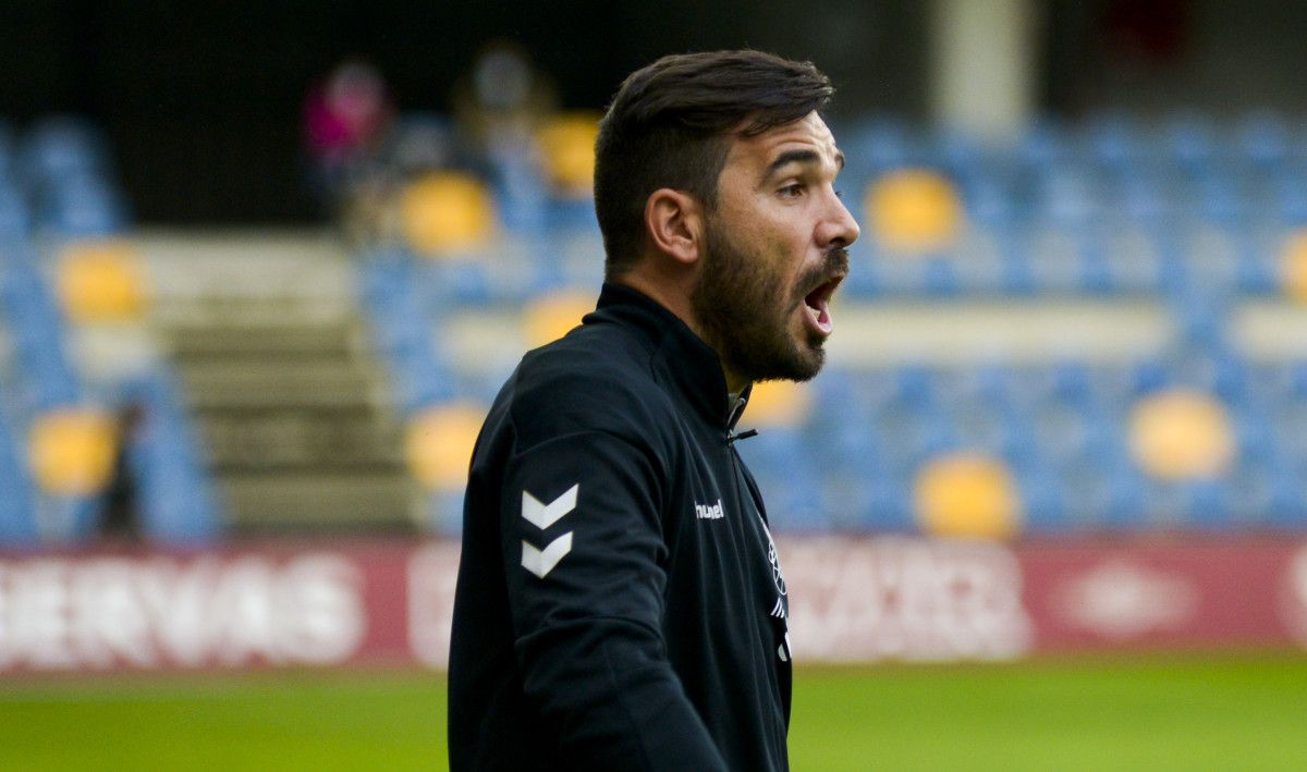 Jesús Ramos, en el partido de liga entre Pontevedra y Celta B en Pasarón