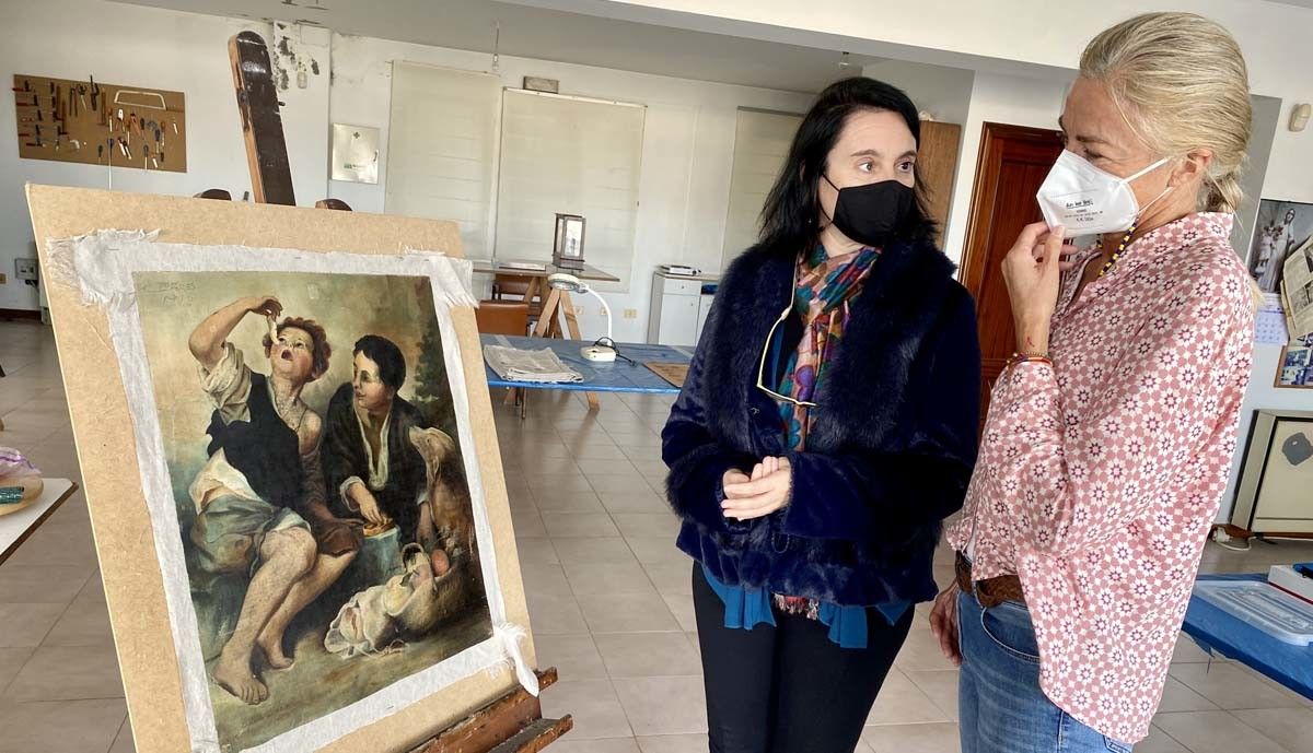 Cadro de Manuel Torres que se está a restaurar