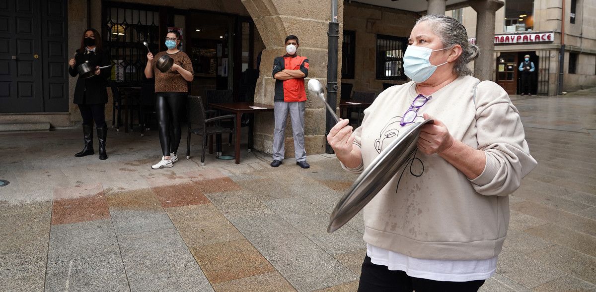A hostalería de Pontevedra inclúe unha doazón de alimentos entre as súas accións reivindicativas para solicitar axuda