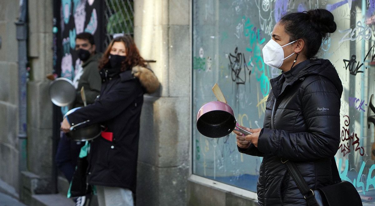 Cacerolada contra el cierre de la hostelería en Pontevedra