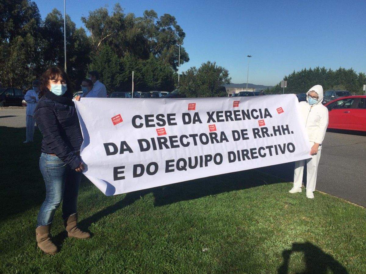 Protesta sanitaria en Montecelo dos sindicatos CESM, Co.bas e Prosagap