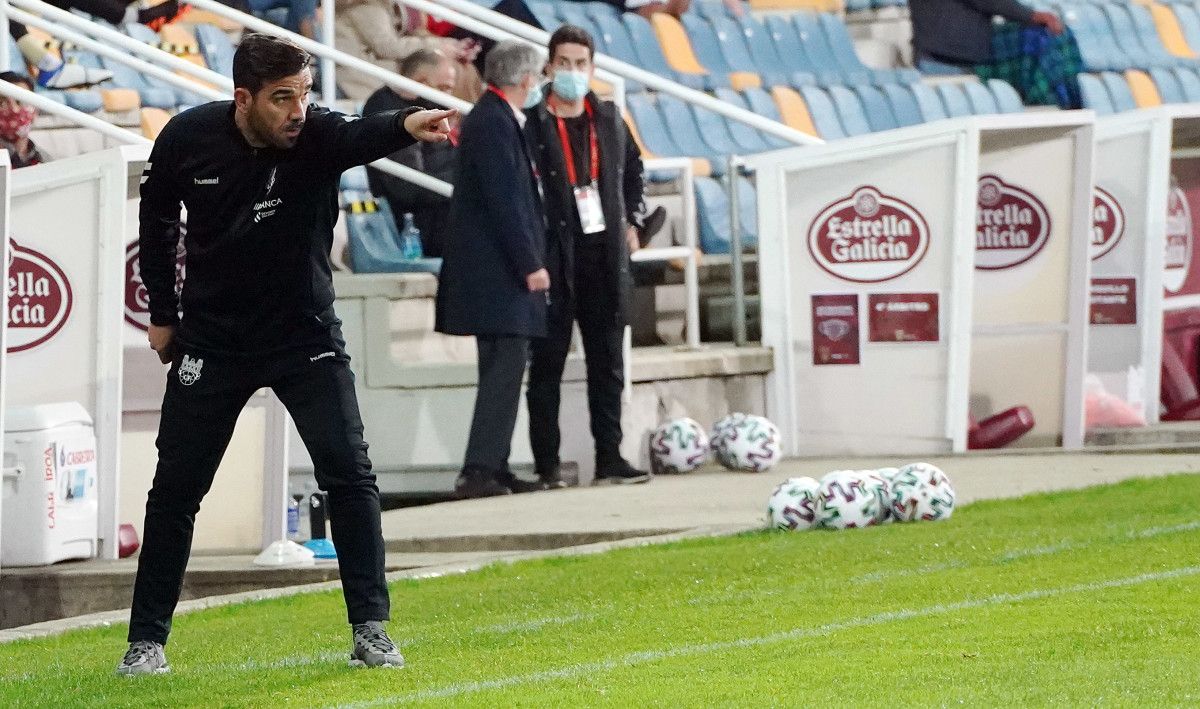 Jesús Ramos, no partido de Copa do Rei 2020/2021 entre Pontevedra e Cartagena en Pasarón