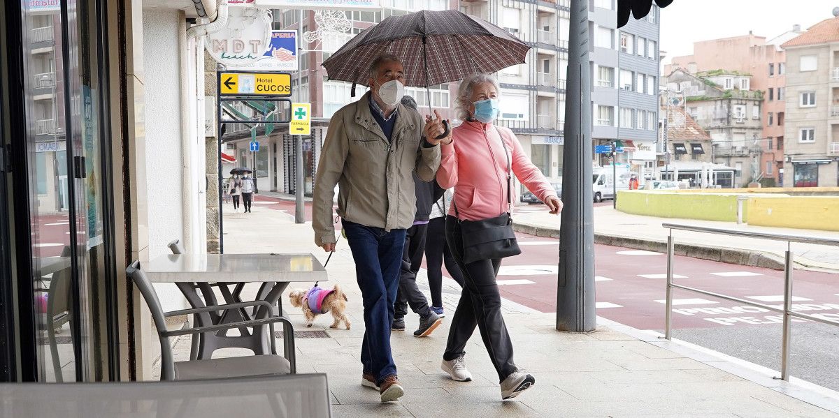 Xente pola rúa con máscara