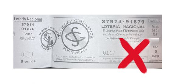 Participación da lotería de Reis da Sociedad Gimnástica