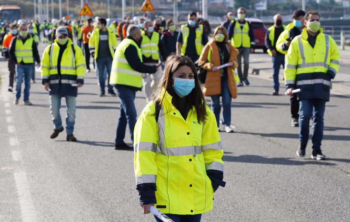 Manifestación de traballadores de Ence contra a nova Lei do Cambio Climático