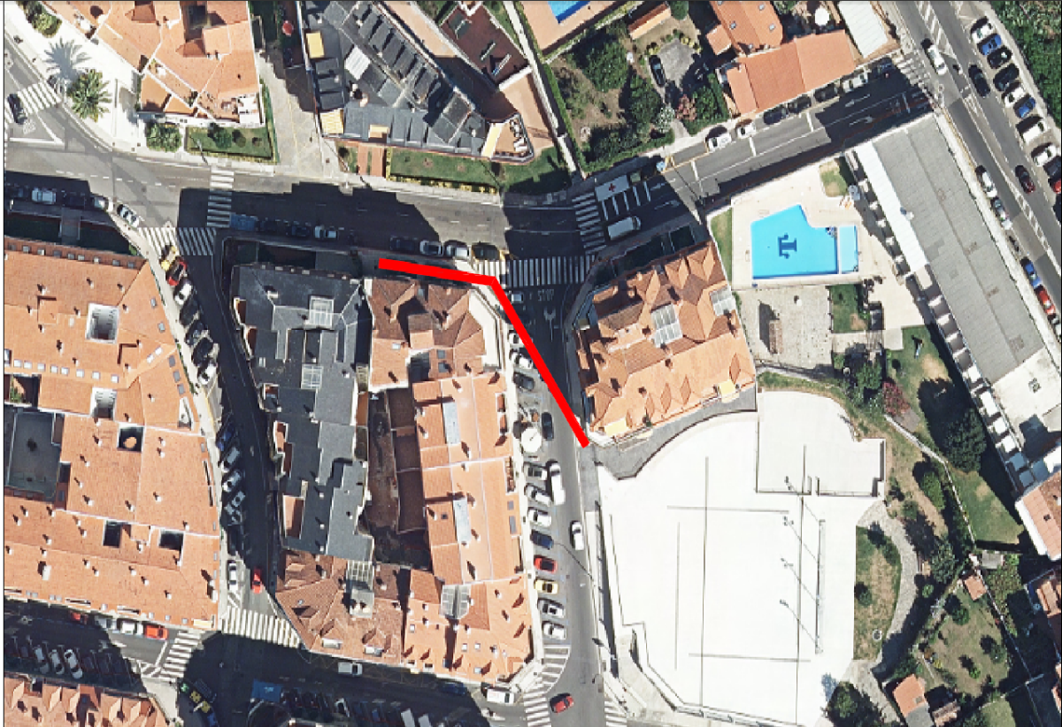 Tramo de tuaxe danada que substituirá o Concello de Sanxenxo