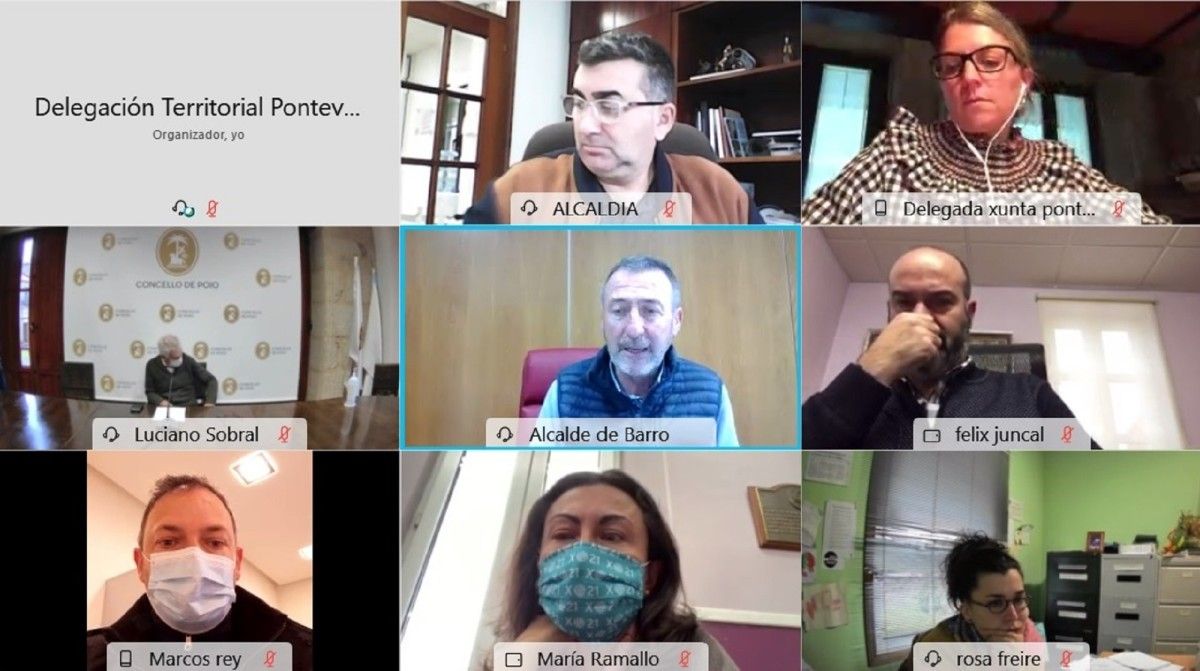 Reunión telemática de Luisa Piñeiro con Pontevedra, Poio, Marín, Bueu, Barro y Portas sobre el SAF
