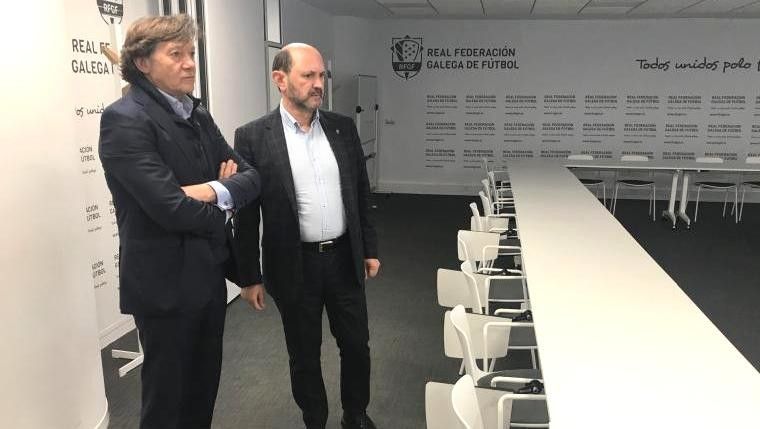 José Manuel Lete Lasa e Rafael Louzán na Federación Galega de Fútbol