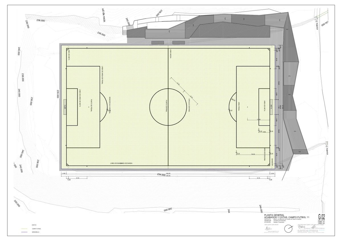 Plano do novo campo de fútbol de Salcedo