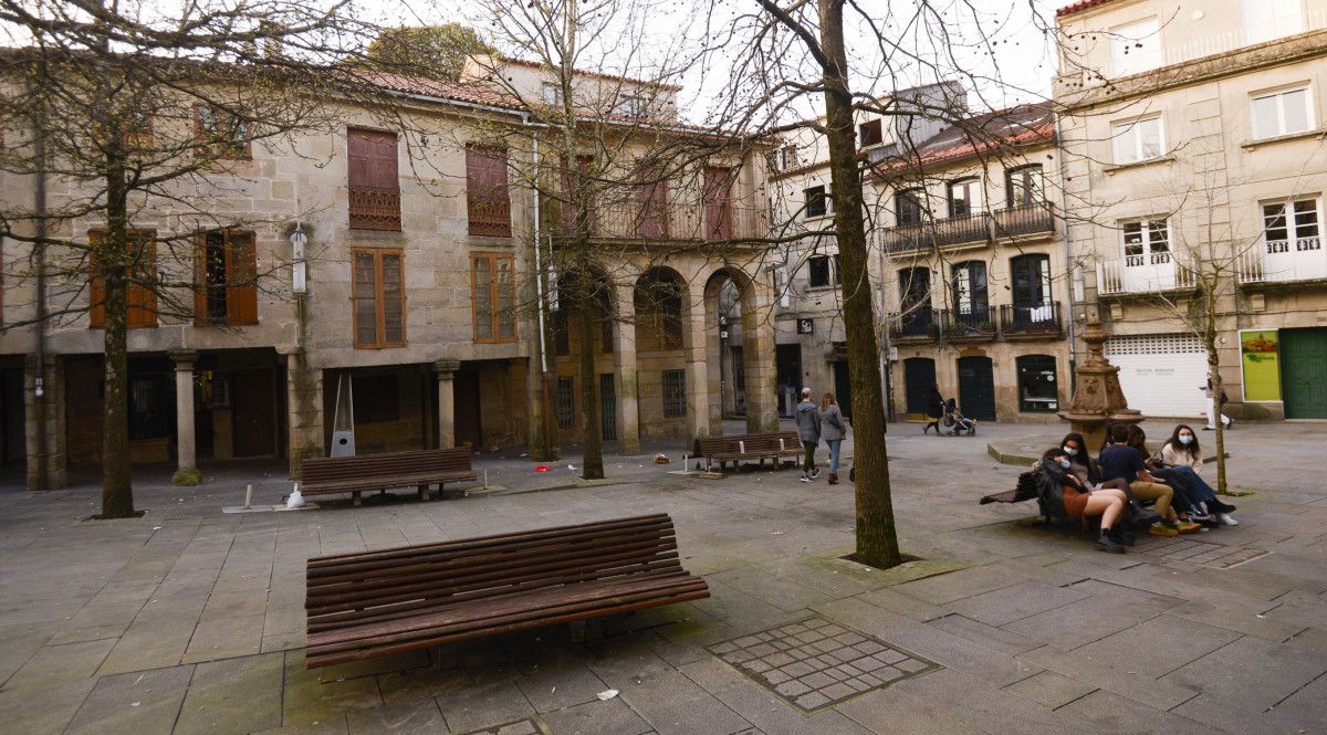 Terrazas en la plaza de A Verdura en el segundo día de desescalada