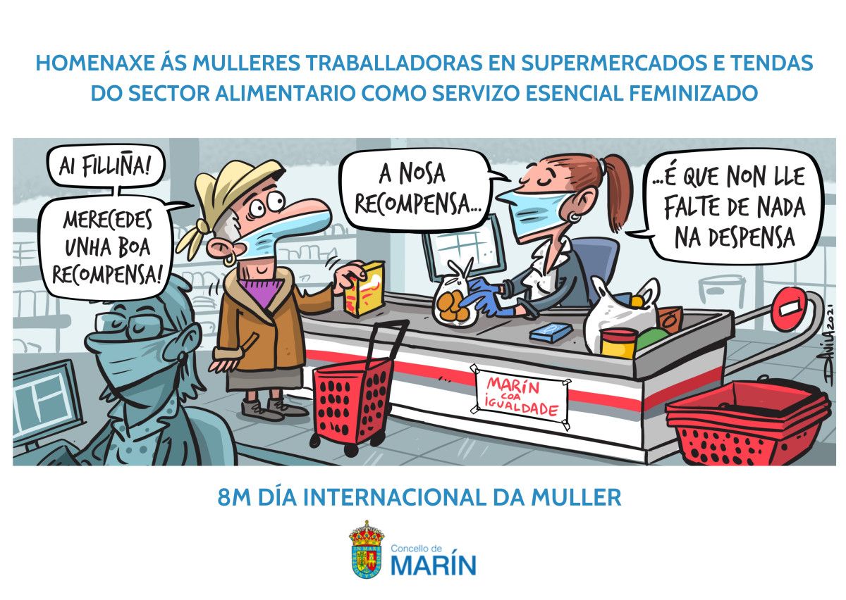 Viñeta de Luis Davila para conmemorar o Día da Muller no Concello de Marín