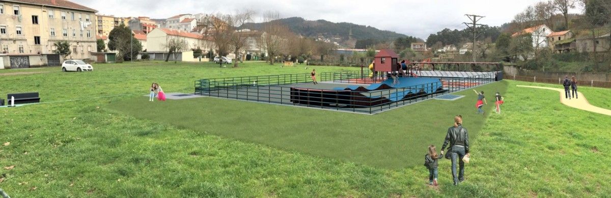 Infografía da nova área de lecer na contorna do río Lameira en Marín
